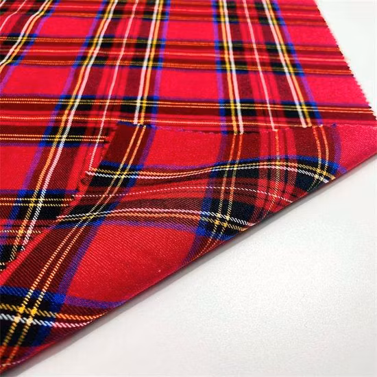 Sunplustex Scottish Plaid Bengaline Poliéster Rayon Spandex Tr Fio Tingido Stretch